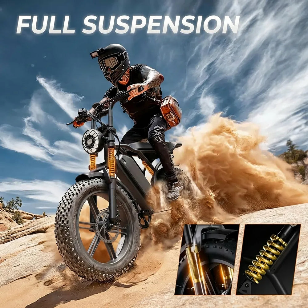 All-Terrain 1500W Peak Motor Electric Bike – 34 MPH Range 40-70 Miles