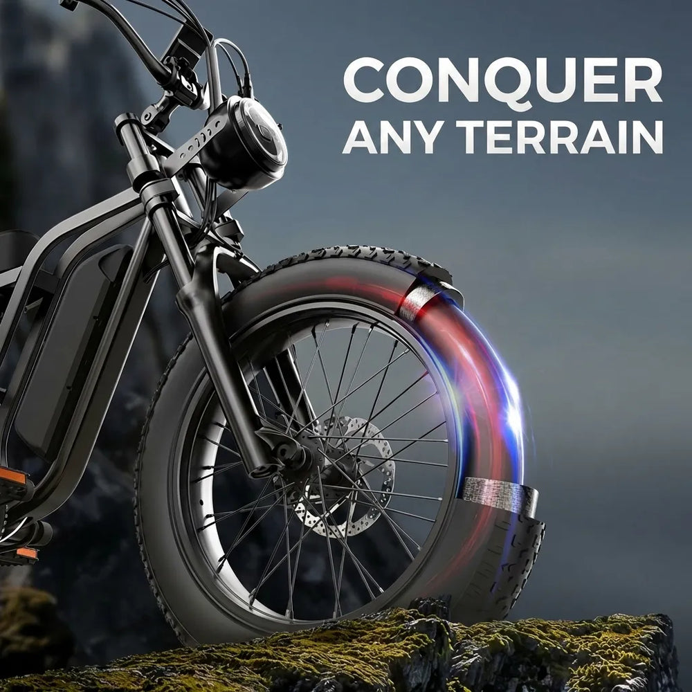 All-Terrain 1500W Peak Motor Electric Bike – 34 MPH Range 40-70 Miles